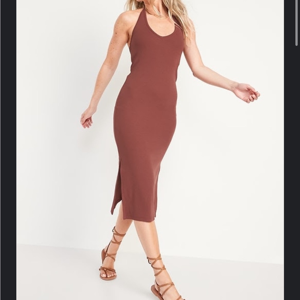Elegant Brown Halter Dress